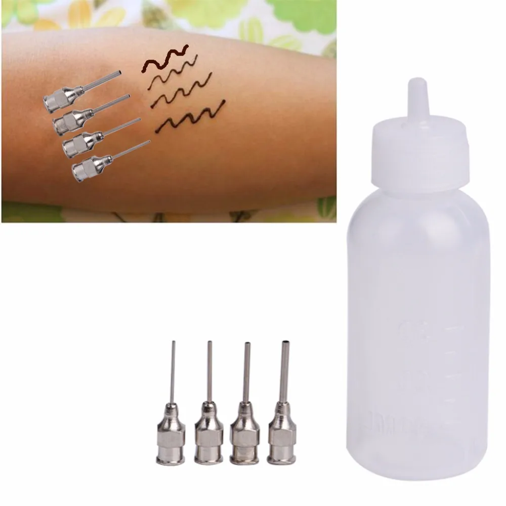 

Nozzle Tips with Bottle Kit Applicator Tattoo Body Art Paint Making Tool Set New