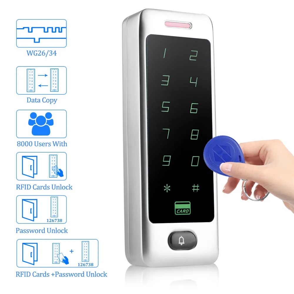 125 кГц сенсорная металлическая клавиатура контроля доступа RFID карта для