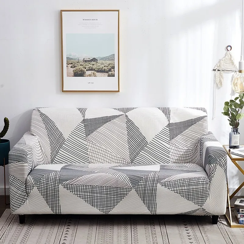 

Gray Plaid Sofa Cover Elastic Furniture Protector For Living Room Slipcover L Shaped Corner Couch Cover