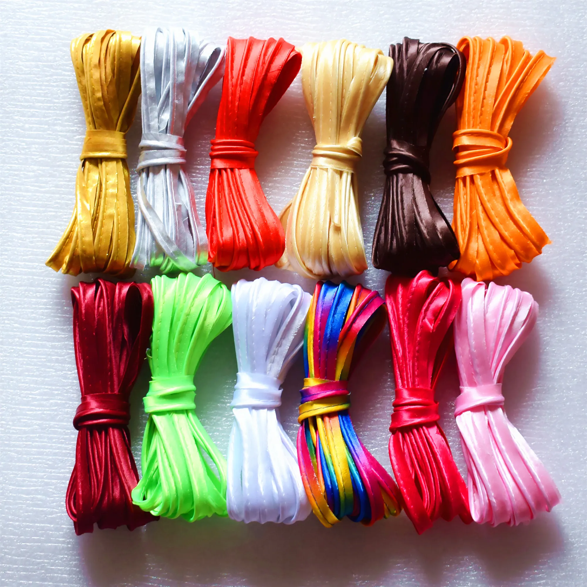 Colorful 10mm Polyester Bias Tape with Cord Piping Binding Belt For Hemming Process Craft DIY Handmade Accessories Sewing Tape