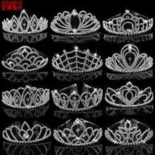 Ainamaisi, модные роскошные Серебристые свадебные диадемы и короны с кристаллами, гребень, пышные повязки на голову, большая корона, свадебные украшения для волос для женщин
