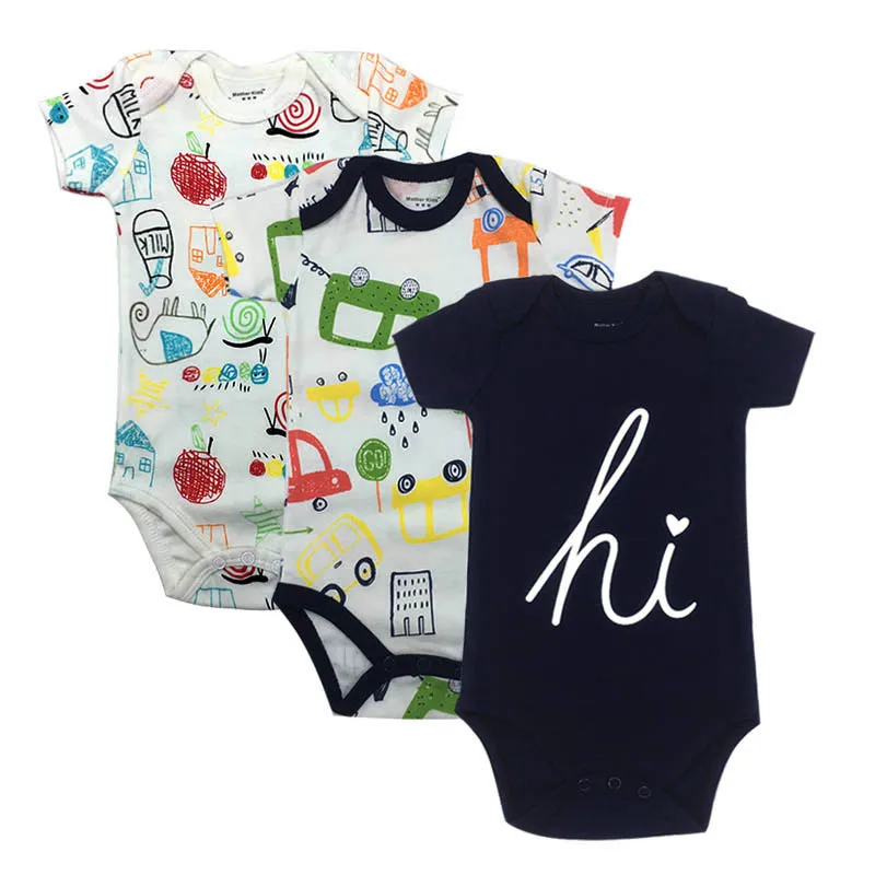 

3-Pack Fashion Print Baby Boy Girl Clothing Set Short Sleeve Baby Bodysuits Summer Underwear Jumpsuit baby Funny Cute Clothes