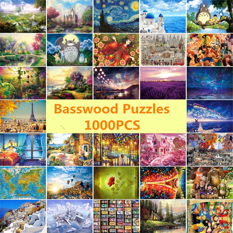 Bassos Wool Adult 1000 Pieces Wooden Puzzle Cartoon jigsaw Puzzles For Children Educational Toys
