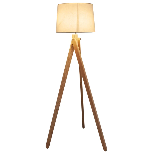 Simple Nordic Standing Lamp Wood Leg Fabric Lampshade E27 Warm Floor Simple Nordic Standing Lamp Wood Leg Fabric Lampshade E27 Warm Floor Living Room Bedroom Restaurant 3 Legs Light