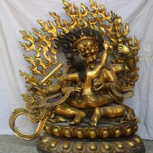 Xd 002188 3" Тибет Буддизм Бронзовый Gild Сиденья Череп Махакалы Разгневанного Божества Статуя Будды