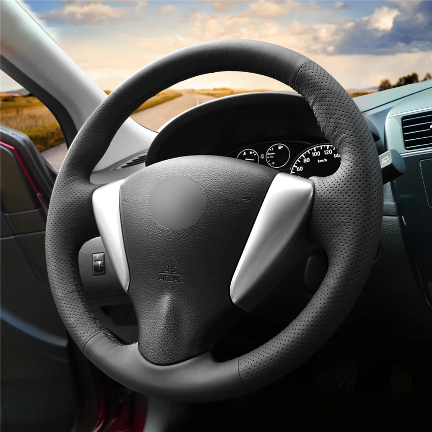 MEWANT черный искусственный кожаный чехол рулевого колеса автомобиля для Nissan Tiida Sylphy 2012- Versa- Versa Note