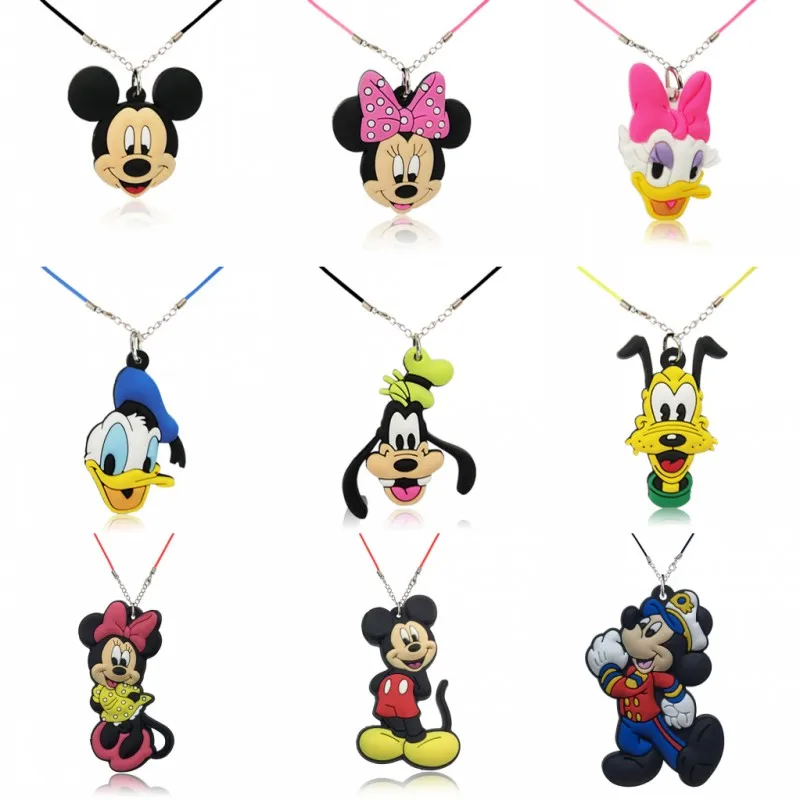 

1PCS PVC Necklace Cartoon Figure Mickey Rope Chain Pendant Cute Minnie Charms Choker Necklace Kid Party Fashion Jewelry
