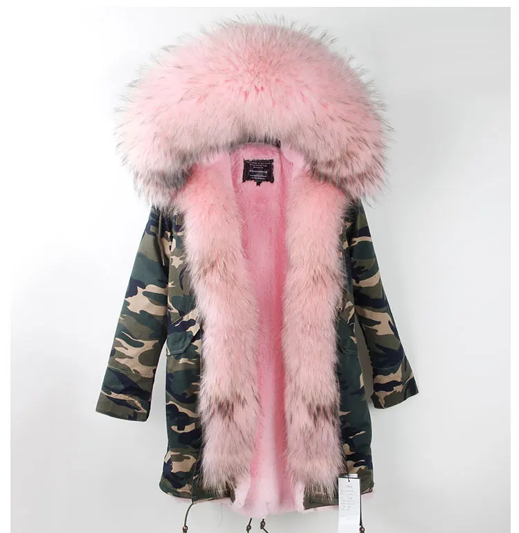2018 новая зимняя длинная куртка, парки, Маскировочный, армейский, зеленый воротник из меха енота, парки с капюшоном, плотное пальто
