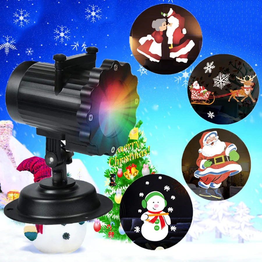 

Thrisdar 4 Slide Innovative Animated Christmas Projector Lamp Outdoor Snowflake Laser Projector Light Garden Party Stage Light