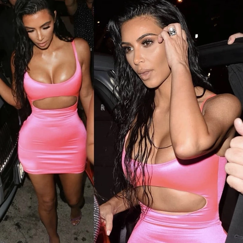 Дизайна Kim Kardashian сонцезащитные очки!! Облегающее мини повязка Вечерние черные