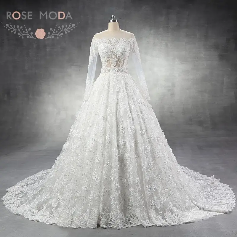 Buy Rose Moda Luxury Long Sleeves Wedding Dress Turkey
