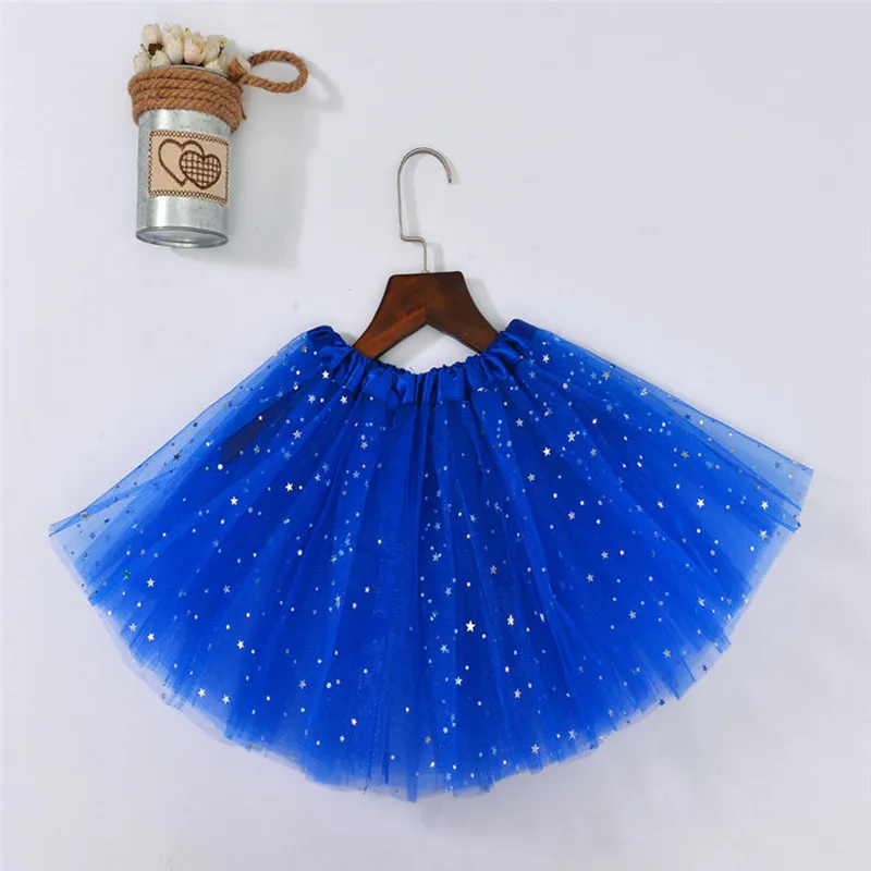 Детская юбка-пачка для танцев со звездами для девочек, трехслойная фатиновая юбка-американка с блестками детская шифоновая юбка для От 3 до 8 лет девочек