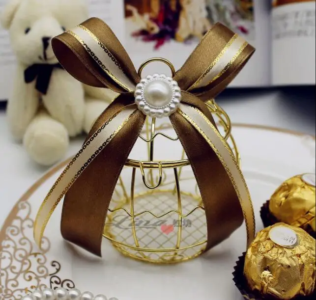 

36 шт./лот, шампань, свадебная лошадь, рот, железный колокольчик, свадебная конфетная коробка, Европейский задний подарок, кованое железо, Золотая клетка для птиц, свадьба