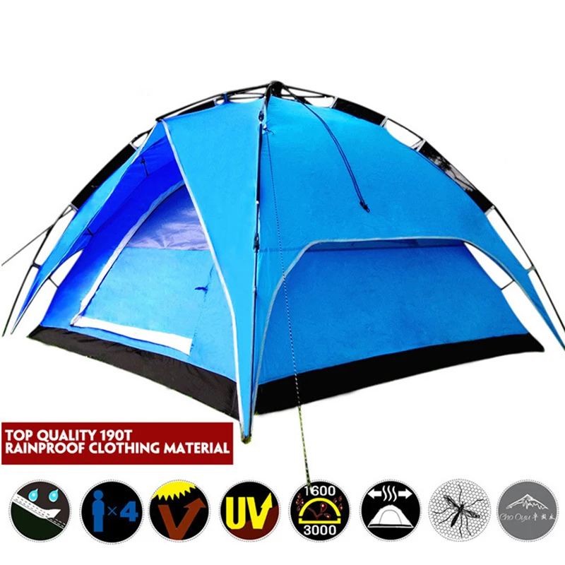 

3-4 Person Double Layer Waterproof Camping Tent Quick Open Automatic Big Tents for Outdoor Camping Hunting Adventure
