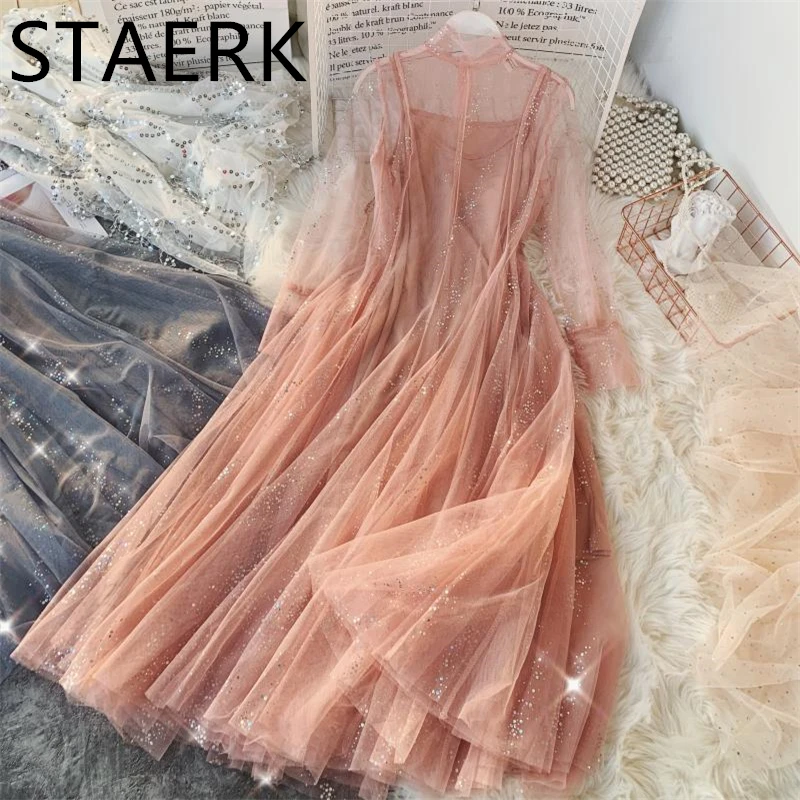 

miss gentle atmosphere quality, and the fairy posed in long white gauze skirt sparkling sequins two-piece women dress