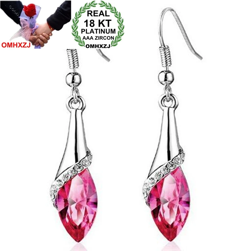 

OMHXZJ Wholesale Austria AAA Zircon Crystal Silver 18KT Platinum Women Charm Lovely Fashion Bride Angel Elves Drop Earrings ED07
