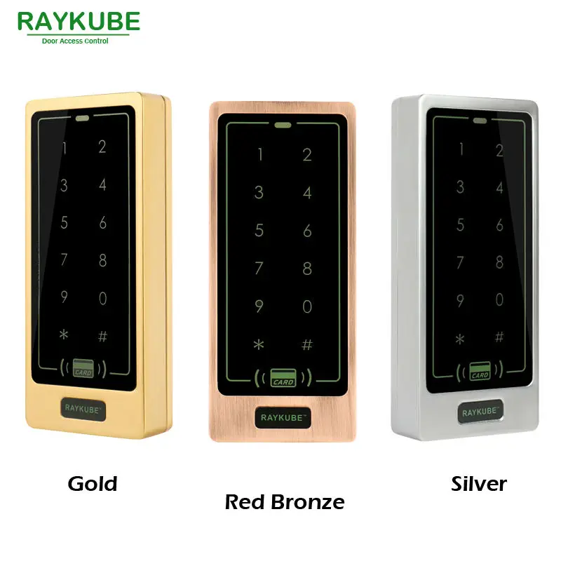 Raykube Клавиатура доступа RFID 125 кГц металлический корпус сенсорной клавиатурой Водонепроницаемый IPX3 r-t01 Красный Бронзовый