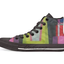 Геометрический дизайн; дышащая Повседневная Высокая обувь на шнуровке; Холщовая обувь кеды; Прямая