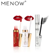 Menow бренд Make Up Set 2 in1 Водонепроницаемый блеск для губ+ Увлажняющий блеск для масла и Керлинг Толстая Тушь для ресниц косметический Прямая поставка 5340