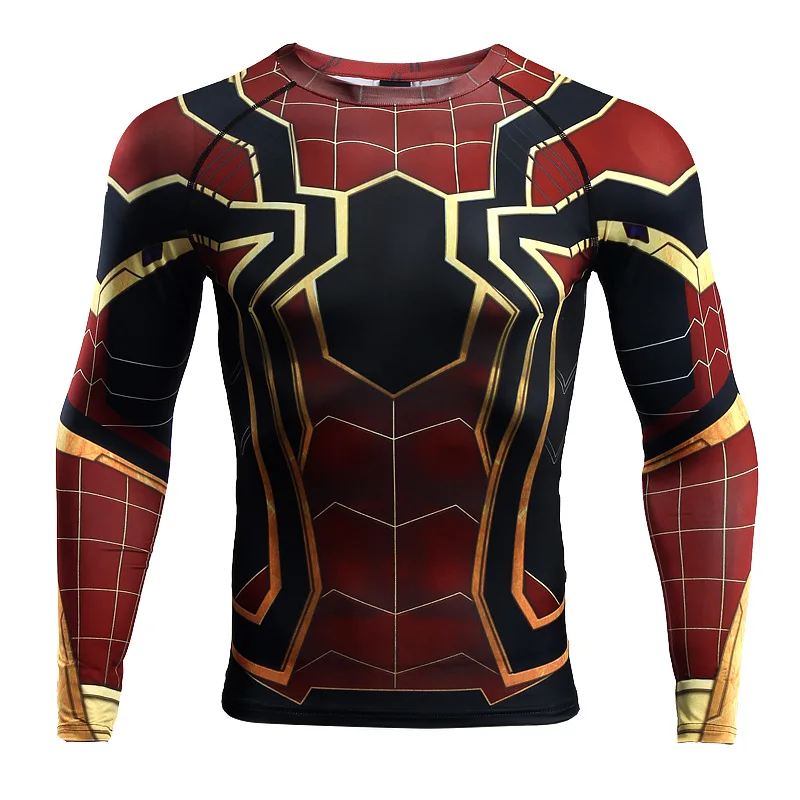 Мстители: Бесконечность войны косплей костюм Топ с длинным рукавом колготки быстросохнущая одежда для фитнеса спортивная одежда супергерой Человек-паук