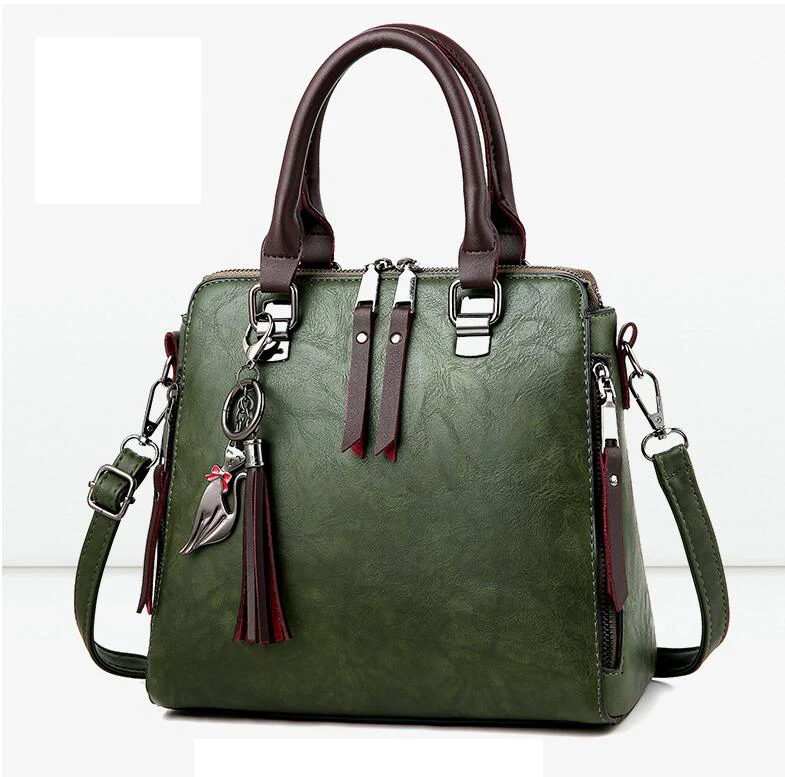 Женская сумка известного бренда из искусственной кожи, женские сумки, роскошная сумка на плечо, Большая вместительная сумка через плечо, Женская Повседневная Сумка-тоут LB753 - Цвет: Зеленый