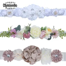 Kyunovia свадебный пояс, модные полиэфирные цветочные ремни для женского платья, Свадебный Цветочный для девочек, пояс с атласной лентой и цветами D08