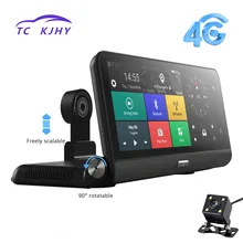 8 «ips Автомобильный dvr 4G wifi Автомобильный видео регистратор заднего вида тире камера gps FHD 1080P двойной объектив Android навигация ADAS гравитационный датчик