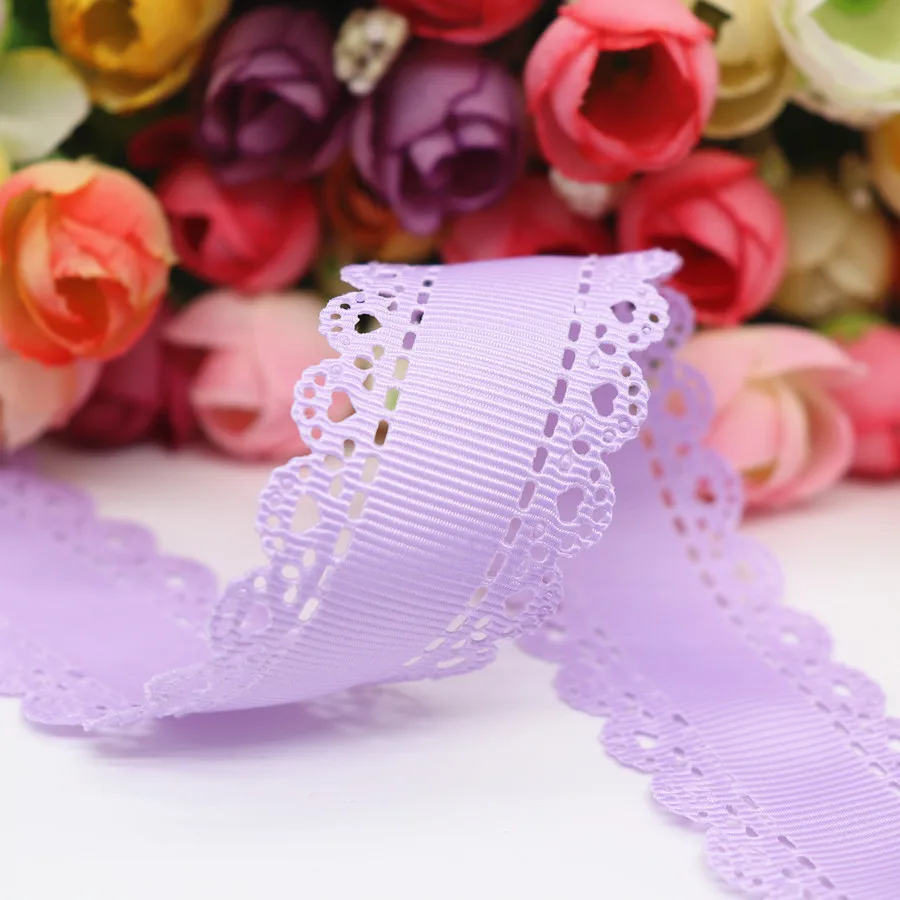 10 Yards Hollow Lace Grosgrain Ribbon Peach Heart Ribbon 30MM For Hair Bows DIY Crafts Handmade Accessories M19042702 ribbon decoration ribbon supplies grosgrain ribbon lace trim ribbon