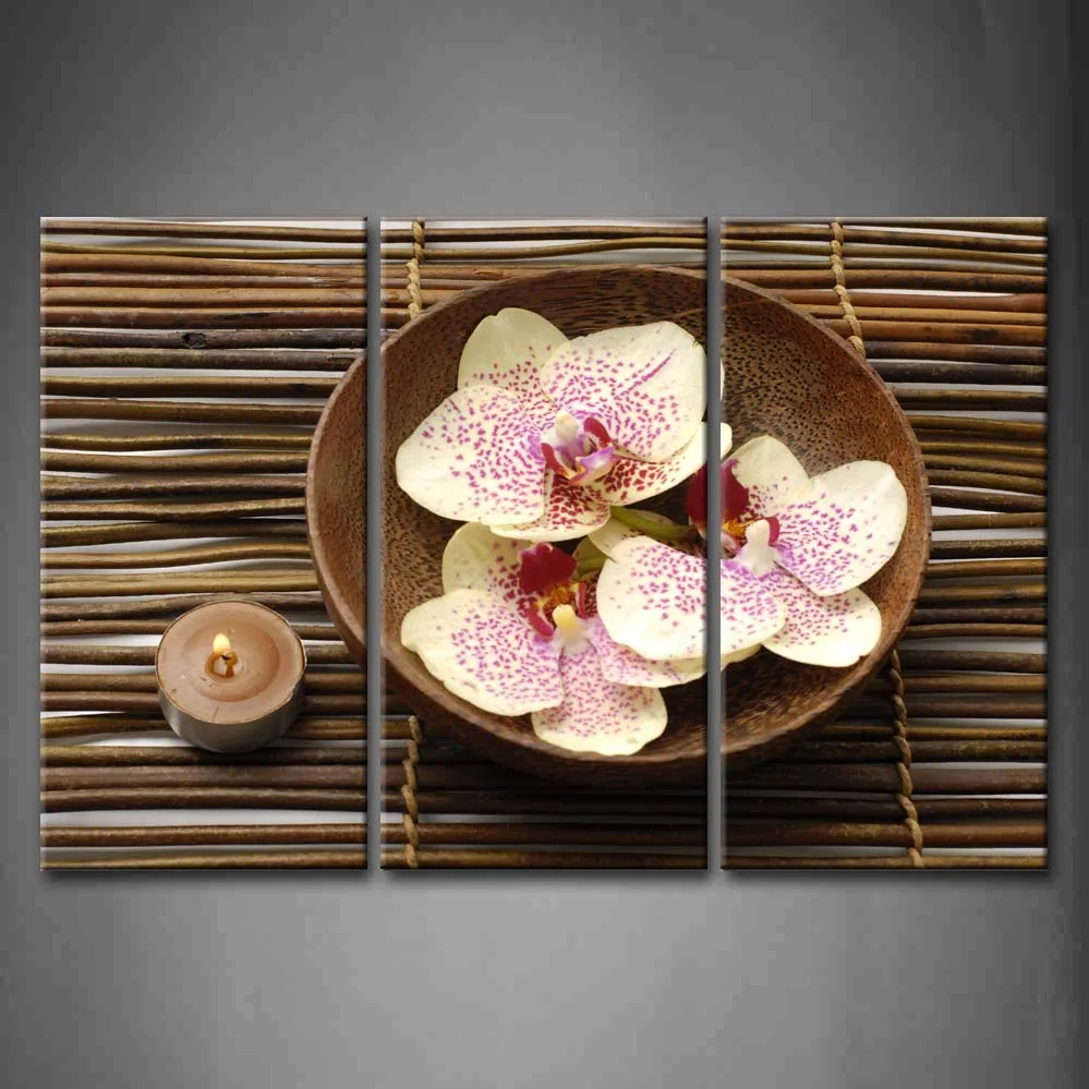 3 Panels Unframed Wall Art Pictures Spa Flower Spot Canvas Print Artwork Modern Posters For Home Living Room | Дом и сад