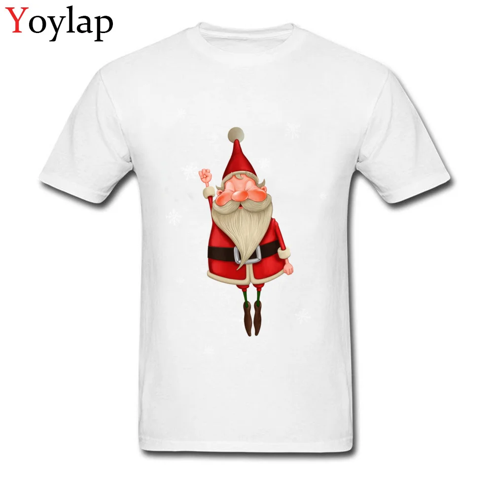 T-shirts Design Short Sleeve Funny Crewneck 100% Cotton Fabric Tops Shirts Unique Summer Santa Claus Flying Tee-Shirts for Men white