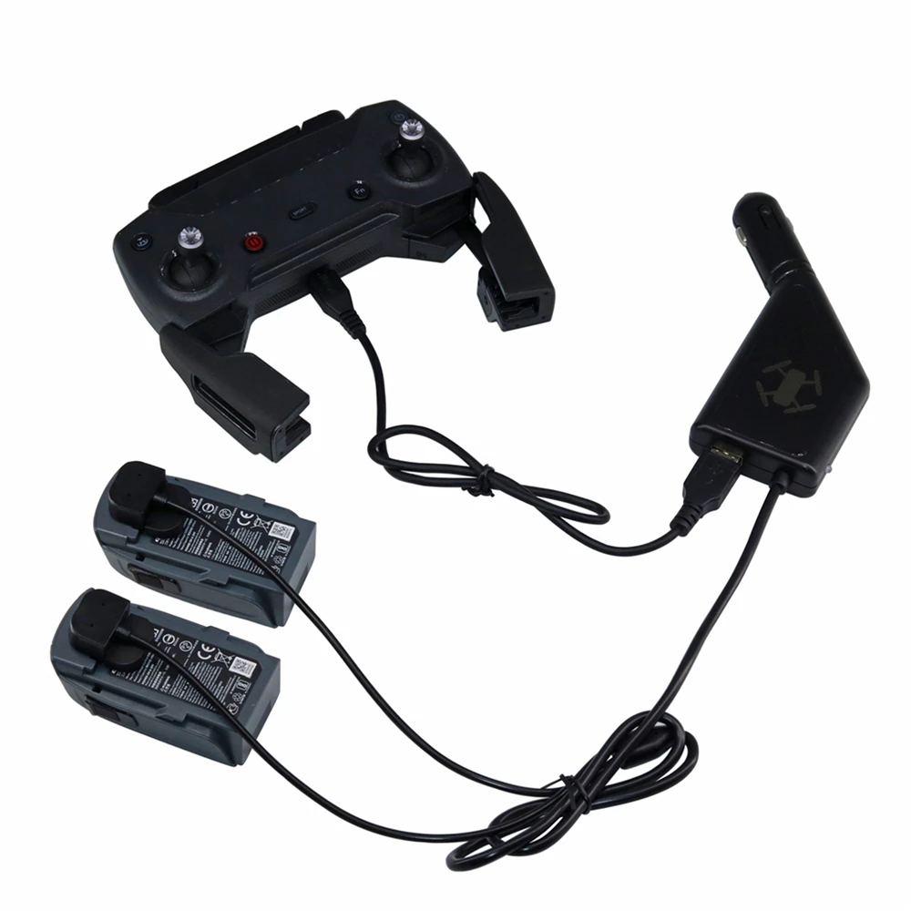 

3 in 1 Car Charger For DJI Spark Battery & Remote Controller Transmitter Charging Drone Power Adapter With Charging Indicator