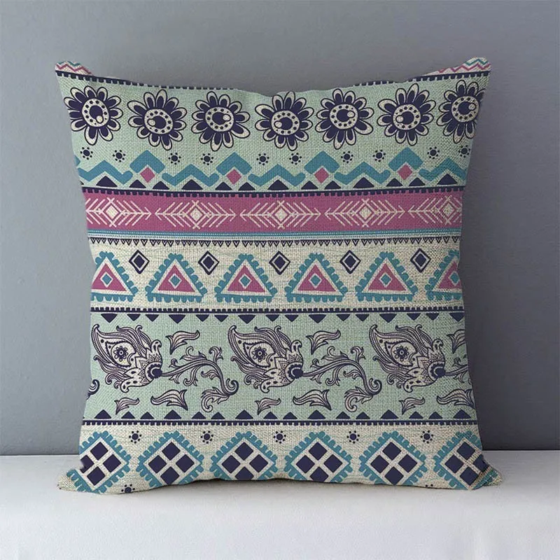 Качественные популярные цветные геометрические подушки, европейские винтажные диванные подушки для дома декоративные подушки 45x45 см, наволочка из хлопка и льна