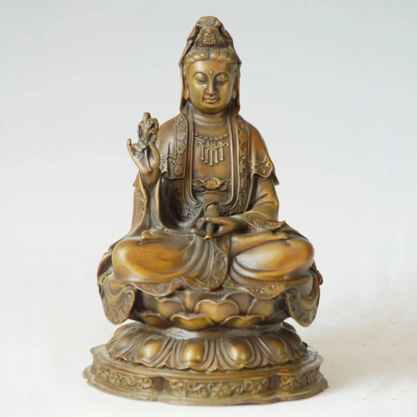 

ATLIE BRONZES Bronze Guanyin Bodhisattva Figure The Goddess Of Mercy Religious figure Buddha BD-90