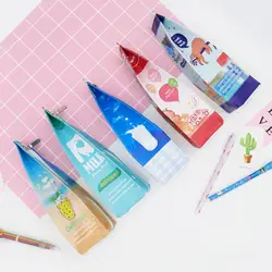 Kawaii PU фруктовый сок креативный пенал для карандашей молоко Карандаш сумка Pencilcase для детей подарок школьные материалы корейский