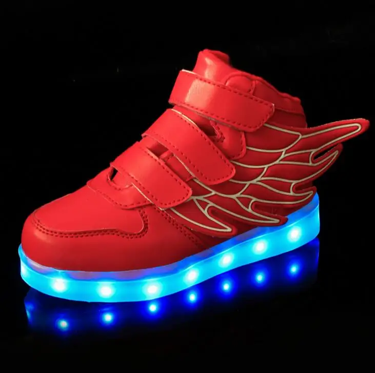 Новые usb Размер/USB заряжаемые кроссовки Led детская обувь с подсветкой дети случайные мальчики и девочки светящиеся кроссовки обувь - Цвет: Красный
