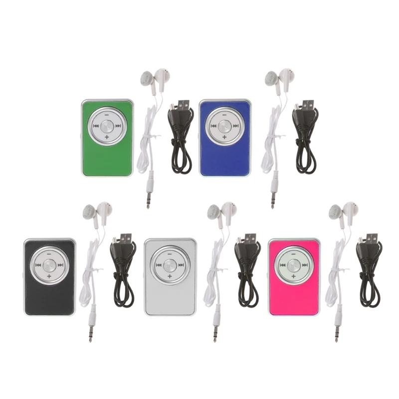 

Mini Clip Music Media MP3 Player Support TF Micro SD Card With Earphone USB Cable