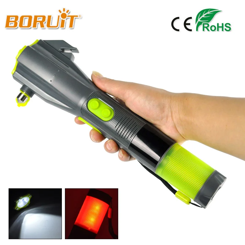 

BORUIT Lantern Multifunction Safety Hammer Linterna LED Flashlight Powerful Hand Torch Portable Lamp For Outdoor Emergency