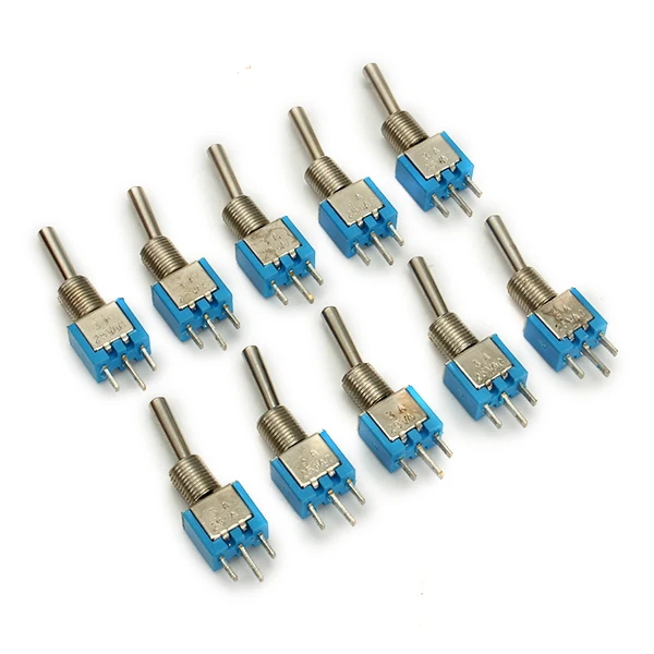 

10pcs SMTS-102 2 Pins Mini Toggle Rocker Switch ON/ON AC 125V 6A