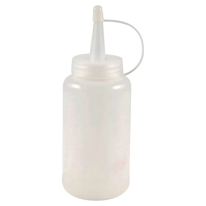 180cc White Plastic Squeeze Bottle Oil Sauce Dispenser Nozzle Cap Attached