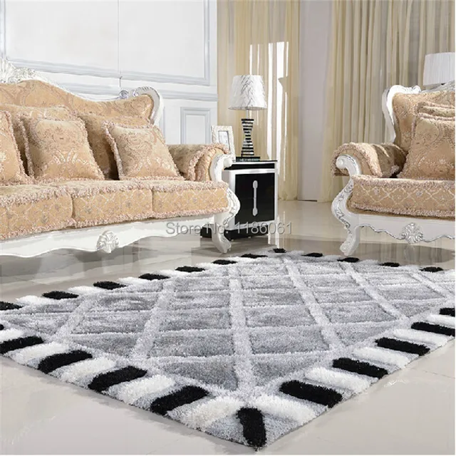 hot sale plaid modern carpet for livingroom and area shaggy rug of