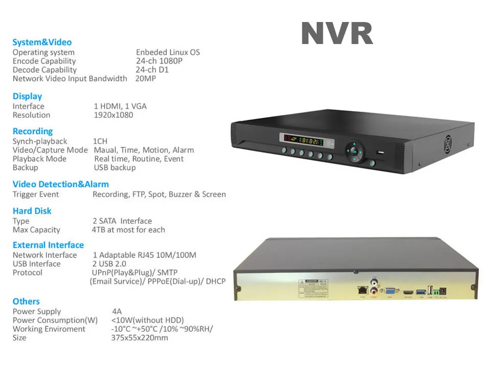 24ch poe security kit with voice audio display 4TB hard disk NVR kit K24N82P54I2X-AD4T 8-4