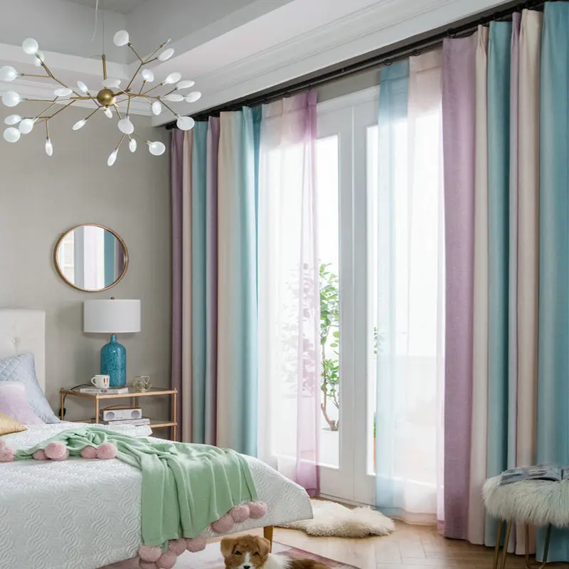 Cortinas opacas para sala de estar a rayas Arco Iris niños dormitorio colorido pura cortina niños cortinas ventana tratamientos Cortinas opacas para sala de estar a rayas Arco Iris niños dormitorio colorido pura cortina niños cortinas ventana tratamientos