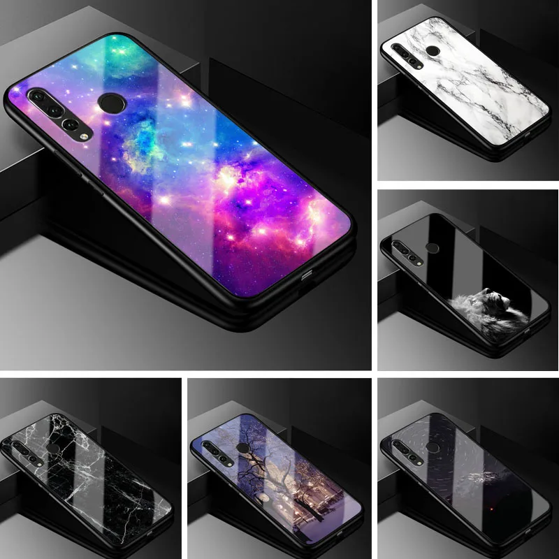 

B For Huawei P Smart Plus 2019 Case 6.21'' Glass Fashion Hard Back Cover For Huawei P Smart + 2019 Case Cover Soft TPU Frame