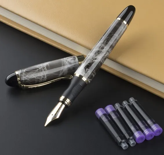 JINHAO X450 черный/золотой 0,7 мм 18KGP широкий наконечник ручка JINHAO 450 бизнес и 5 шт. чернила 15 Выборочные цвета - Цвет: 04