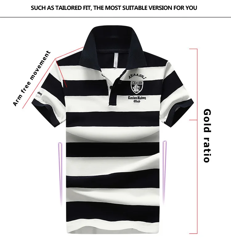 Рубашки поло для мужчин хлопок Лето повседневное бизнес s бренд Полосатый Poloshirt Высокое качество короткий рукав