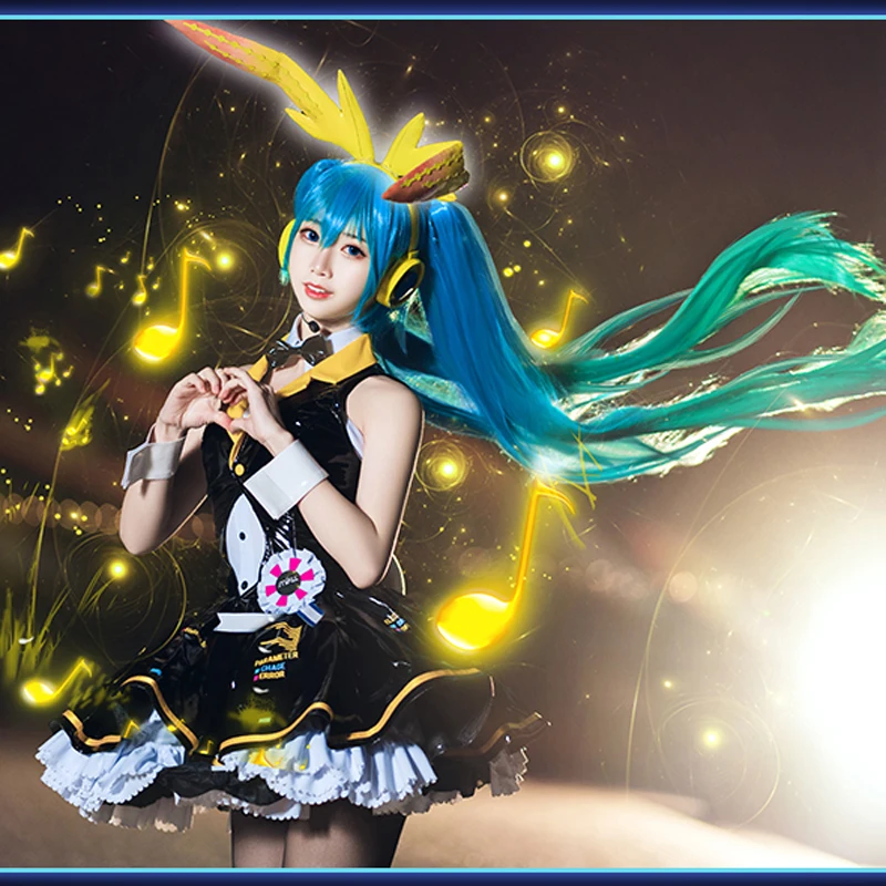 CosplayLove Vocaloid Мику Банни девушка косплей костюм черное платье для женщин Хэллоуин Рождество