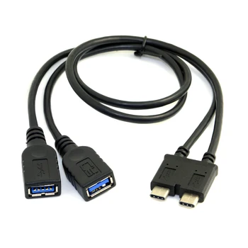 

Xiwai 50cm Dual Cable USB 3.1 Type-C to USB 3.0 A Female OTG Data Cable for New 13 inch Laptop Pro