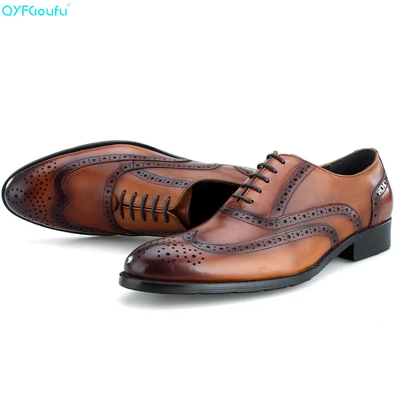 

Brand Brogues Mens Dress Shoes Oxfords 100% Genuine Leather Fashion Handmade Designers Formal Italy Business Shoes