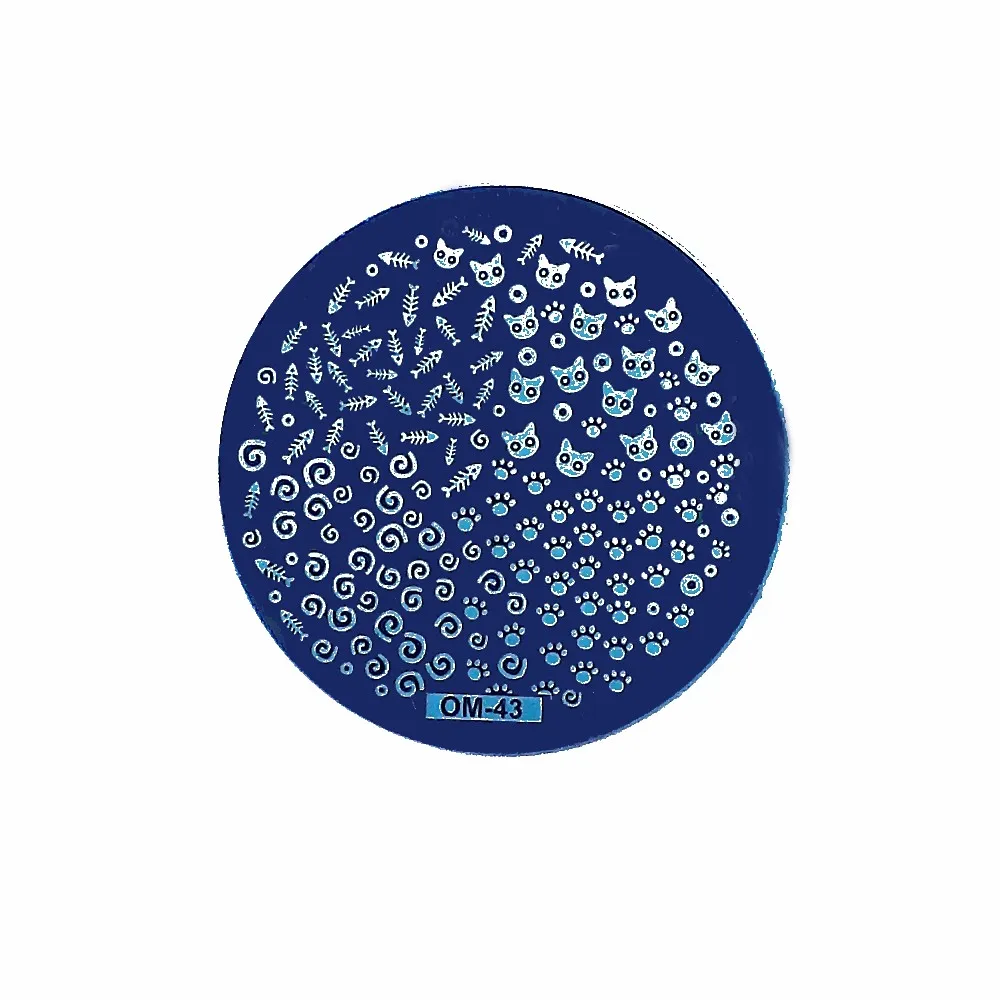 1 Piece Plate Nail Art Stamping Template Cartoon Cute Fishbone Cat Pawprint Design Image Print Transfer Nail Plate Stencil OM-43 (2)