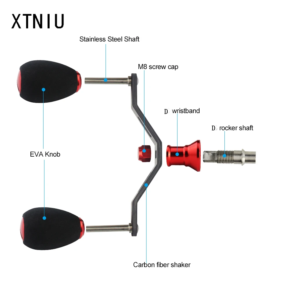 XTNIU Высококачественная двойная Рыболовная катушка, ручка из углеродного волокна, Длина ручки 105 мм, подходит для серии 1000-5000, спиннинговая катушка для приманки